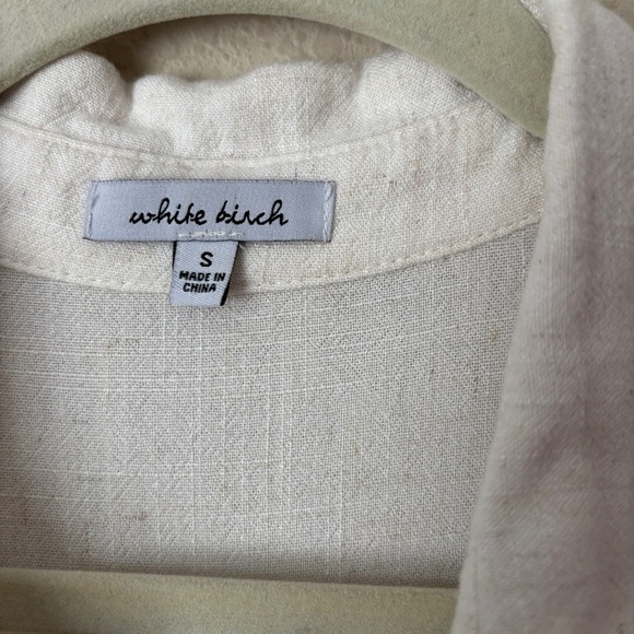 White Birch Linen Cotton Blend Boho Beachy Babydoll Blouse Top - Picture 2 of 12